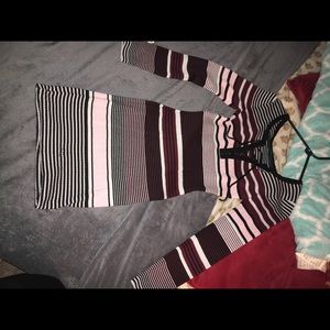 Multi color striped long sleeve dress